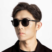 #2.1 Round Gold Sunglasses Comfort Functional Innovation Metal Quality number 2 number two Asian-fit Low-bridge fit Low-nose fit low nose bridge Low-bridge#color_black